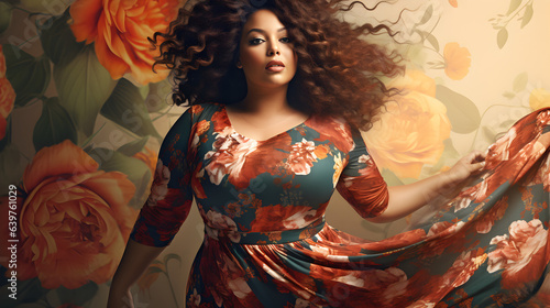 Plus size woman embracing her natural body and curves