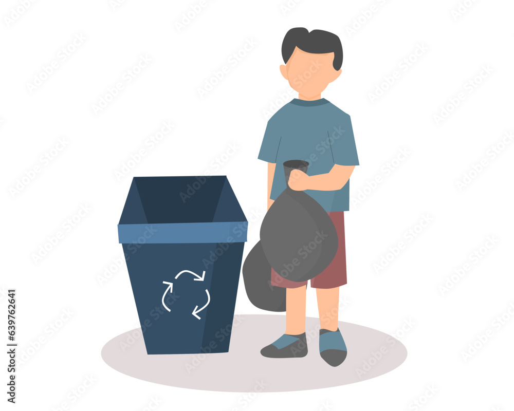 Kid Throwing Garbage Illustration Kid Throwing Garbage Illustration