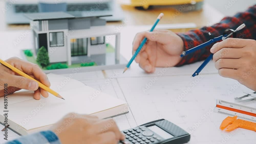 Diverse Team of Specialists Use Laptop Computer on Construction Site. Real Estate Building Project with Civil Engineer, Architectural Investor, Businesswoman and Worker Discussing Blueprint Plan Diverse Team of Specialists Use Laptop Computer on Construction Site. Real Estate Building Project with Civil Engineer, Architectural Investor, Businesswoman and Worker Discussing Blueprint Plan