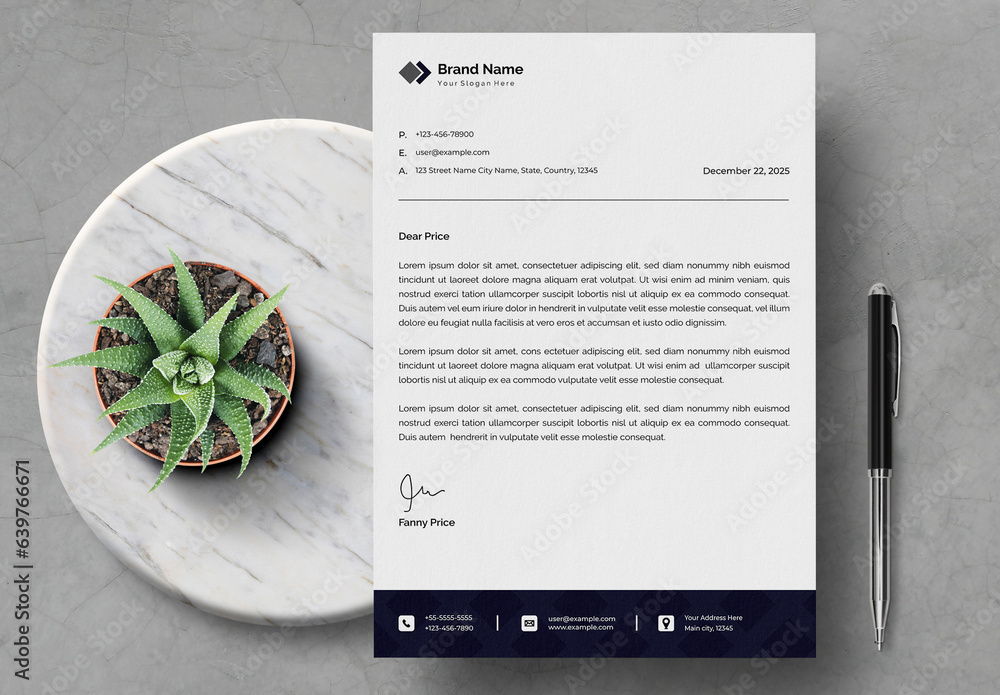 Black &amp; White Letterhead Stock Template | Adobe Stock