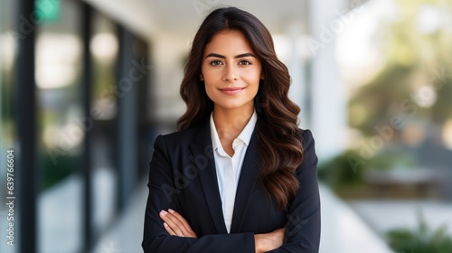 Portrait of a businesswoman posing with crossed arm in office, CEO, Manager