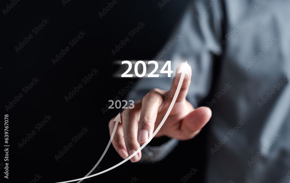 Starting New year with ambition 2024 and countdown merry christmas and happy new year, Planning and challenge strategy in new year 2024 Concept. Starting New year with ambition 2024 and countdown merry christmas and happy new year, Planning and challenge strategy in new year 2024 Concept.