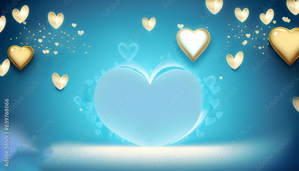 Blue background with heart, valentine background with hearts, hearts background, ai, ai generative, generative, ai generated, generated