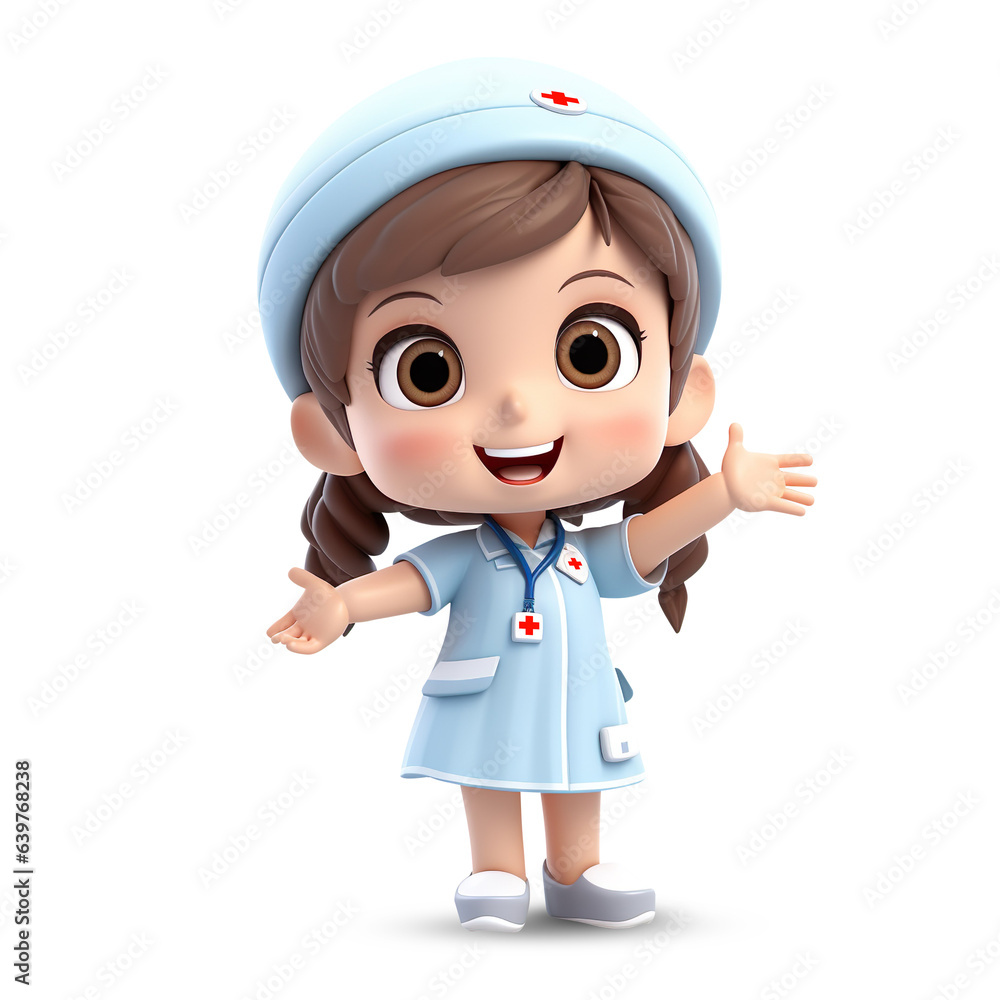 Smile from 3D cute nurse character Smile from 3D cute nurse character