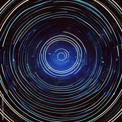 A dark blue backdrop illuminated by abstract glowing circle lines