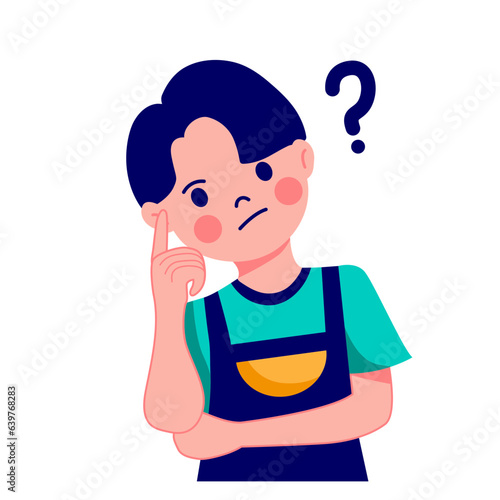 Illustration child thinking about something Feeling Confused