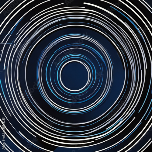 A dark blue backdrop illuminated by abstract glowing circle lines