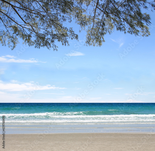 Nature landscape view of beautiful tropical beach and sea in sunny day. Beach sea space area for summer design © studio2013
