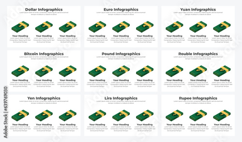 Money symbols of usd pound euro yen rupee and other currencies
