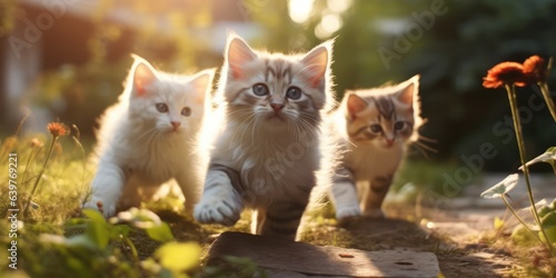 illustration of kittens in the yard, generative AI © VALUEINVESTOR