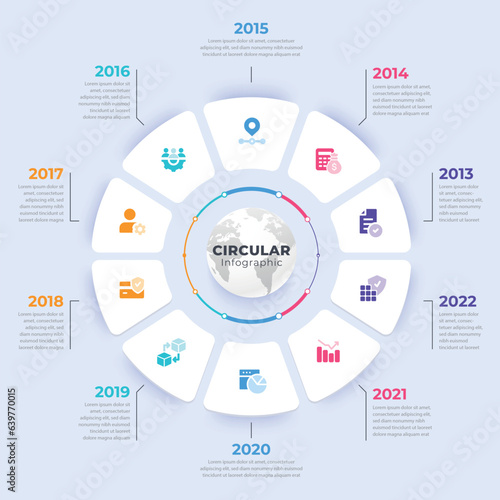  10 Free vector circular infographic data template