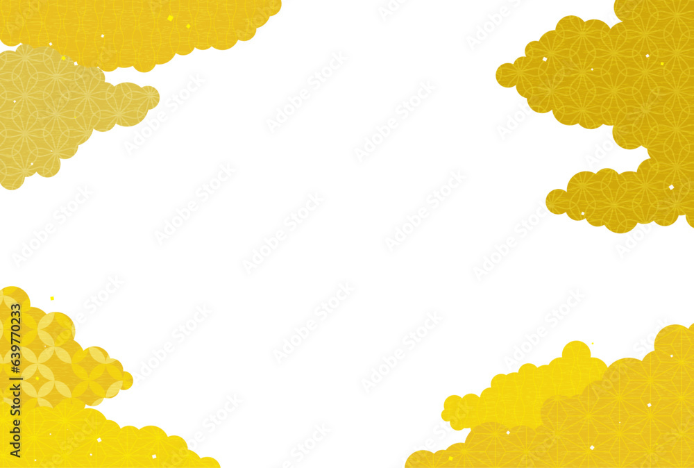 Obraz premium 2024年辰年年賀状、和柄の雲海の年賀状素材