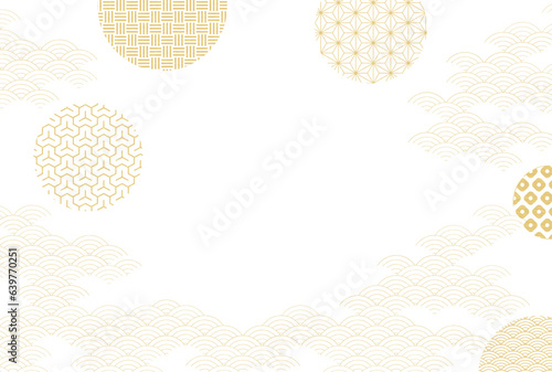 2024年辰年年賀状、和柄背景の年賀状素材