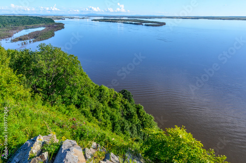 Amur river scenic view from Malmyzh (Nanaysky district, Khabarovsk krai, Russia) photo