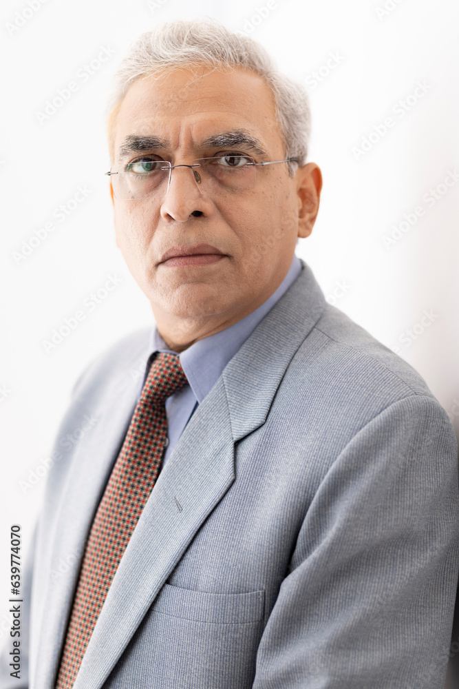 Portrait of confident professional businessman dressed in elegant suit standing against white background Portrait of confident professional businessman dressed in elegant suit standing against white background