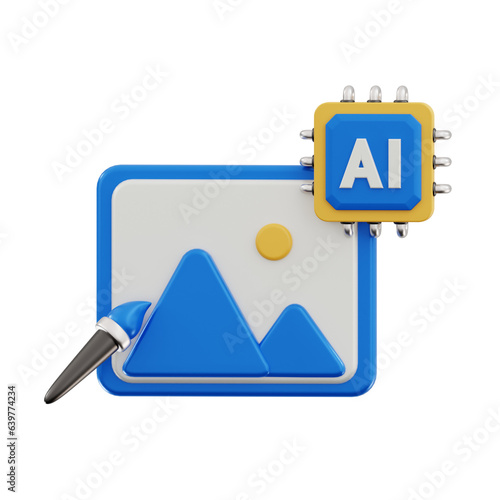 ai image generator 3d, high quality render, transparent background, artificial intelligence 3d pack