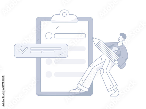 Invite friends to conduct questionnaire survey flat vector concept operation hand drawn illustration
