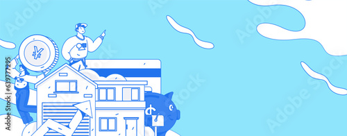Home loan flat vector concept operation illustration
