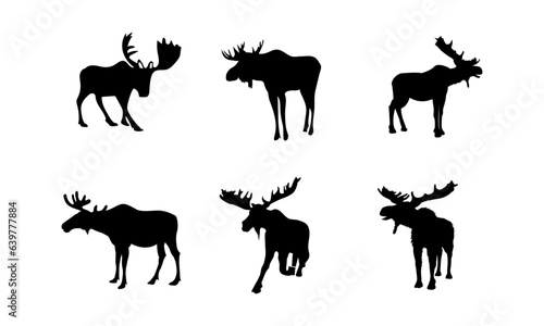 moose collection in silhouette style or silhouette of moose