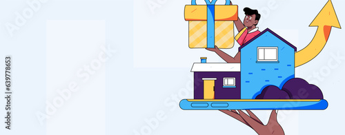 Home loan flat vector concept operation illustration
