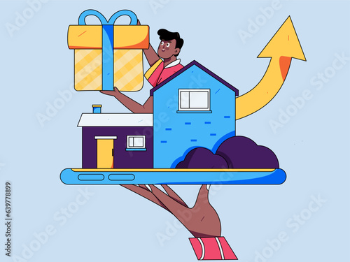 Home loan flat vector concept operation illustration
