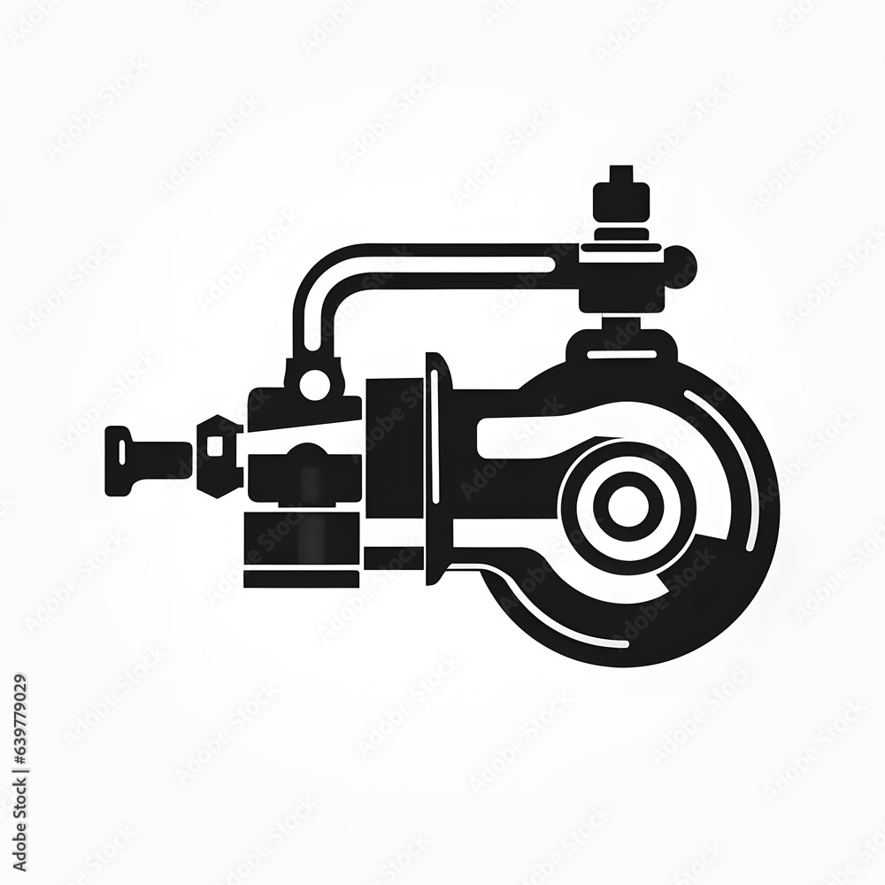 Icon of Brake Master Cylinder in black and white, transparent background Generative AI