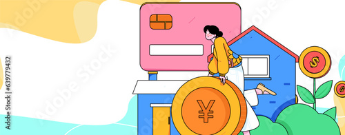 Home loan flat vector concept operation illustration
