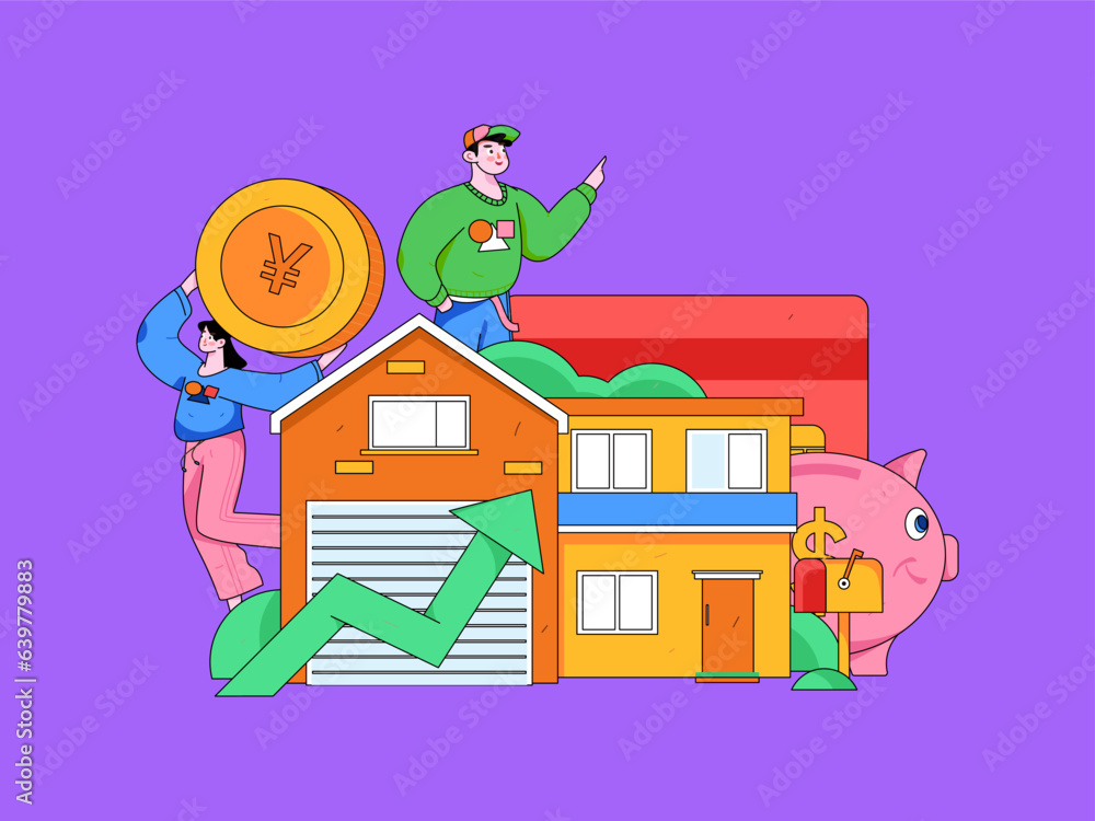 Obraz premium Home loan flat vector concept operation illustration 