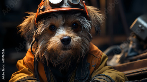 a dog in a carpenter's outfit © ginstudio