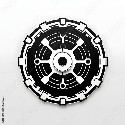 Icon of Timing Chain in black and white  transparent background Generative AI