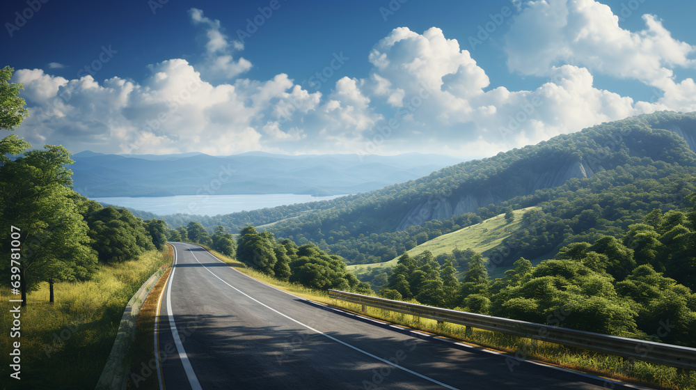Highway with the beautiful nature landscape view