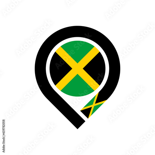 jamaica flag map pin icon. vector illustration isolated on white background