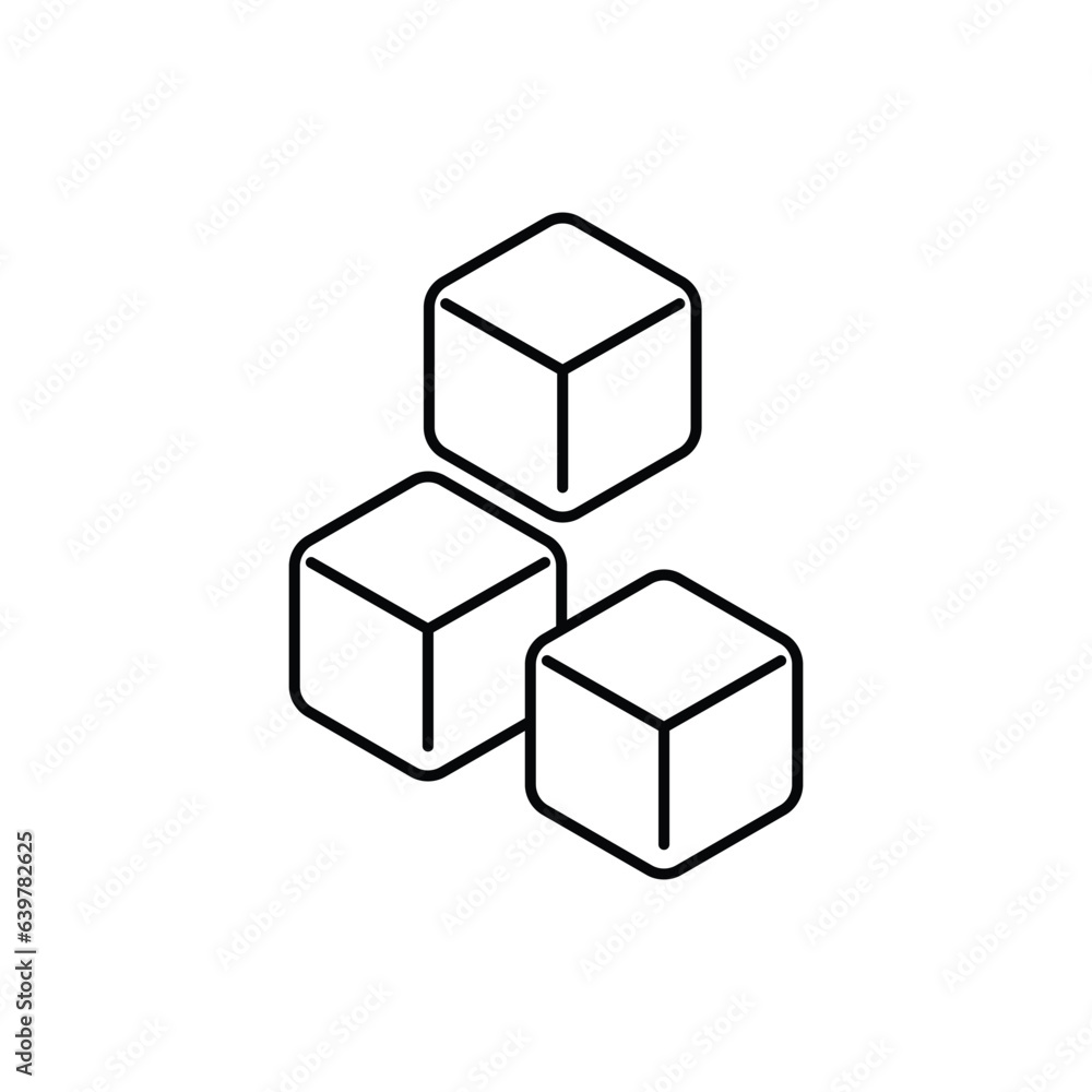 Sugar cubes line icon isolated on white background. Vector illustration. Sugar cubes line icon isolated on white background. Vector illustration.