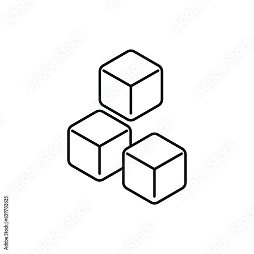 Sugar cubes line icon isolated on white background. Vector illustration.