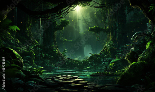 dark green forest jungle