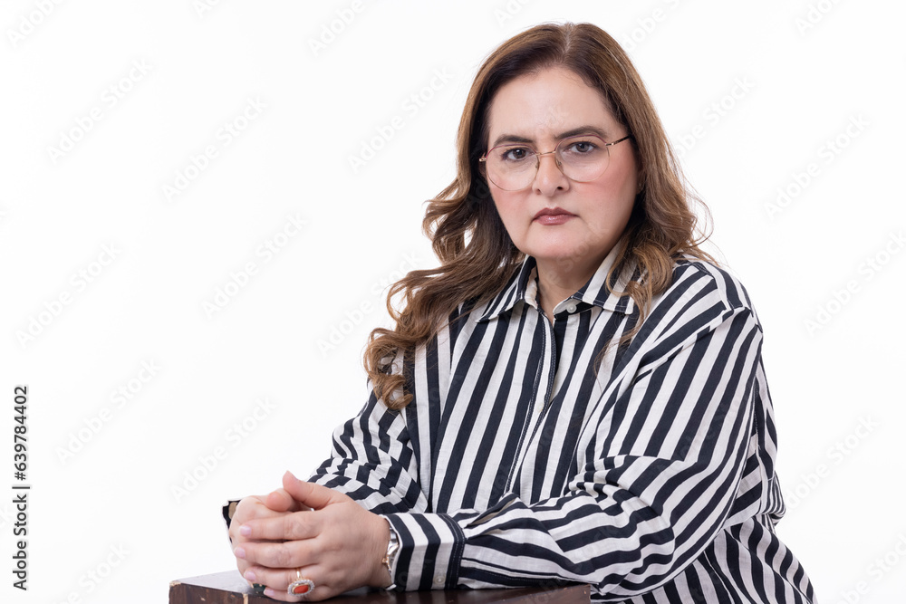 Confident senior woman on white background Confident senior woman on white background
