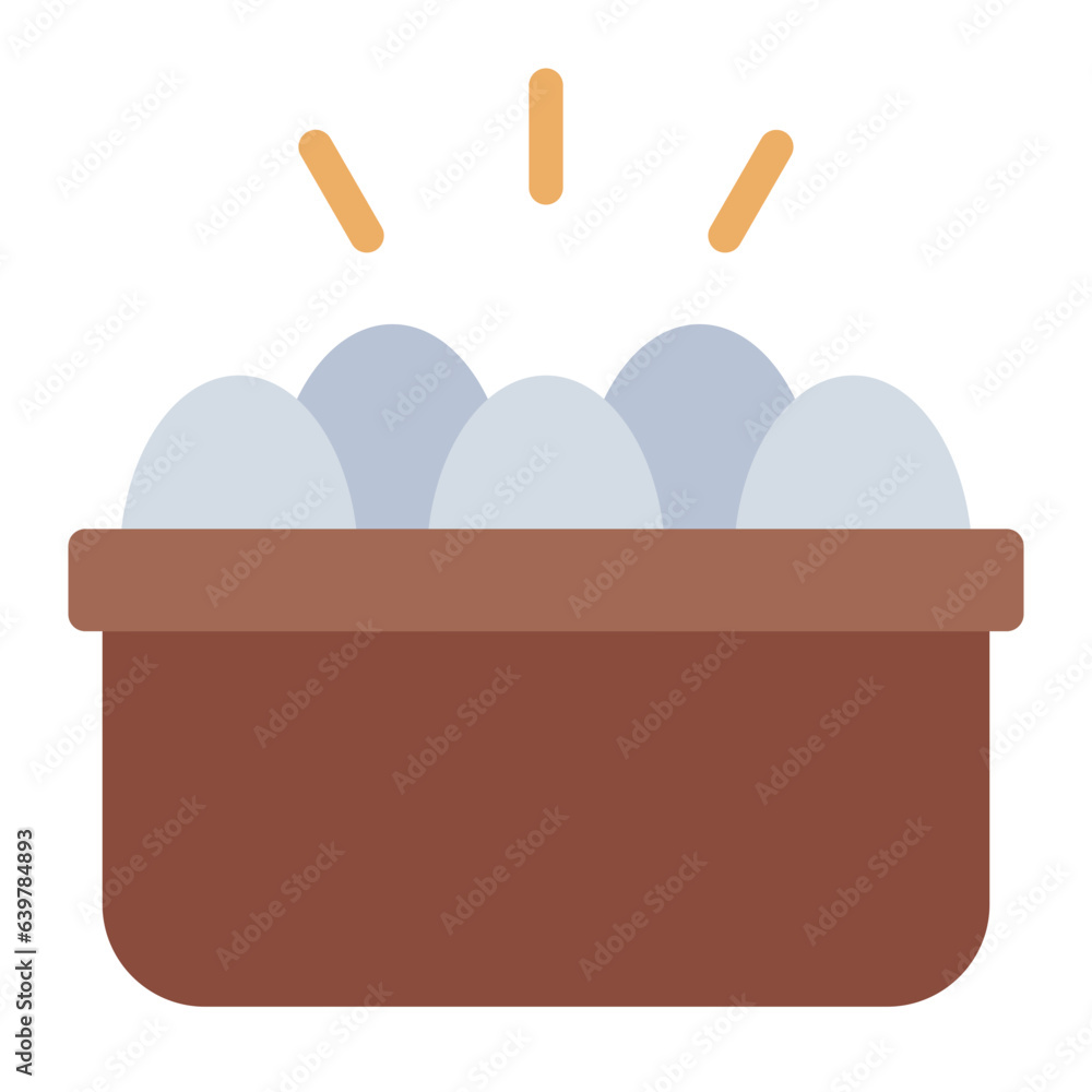Eggs with basket for agriculture flat icon Eggs with basket for agriculture flat icon