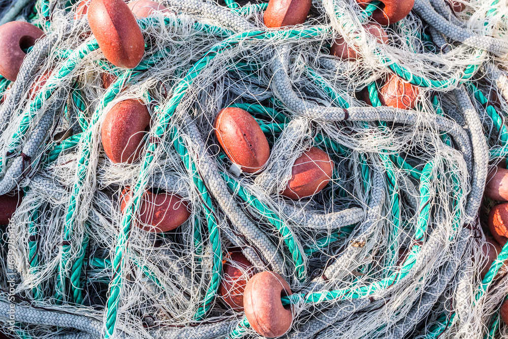 Close up view of fishing net.