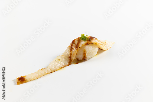 Matsusaka Grilled meat sushi. Japanese tradition meal. Japanese food isolated on white background