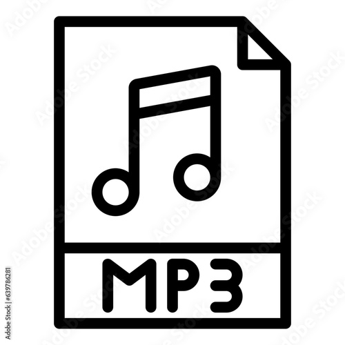 MP3 File outline line icon