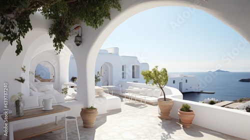 Traditional mediterranean white house with sea view