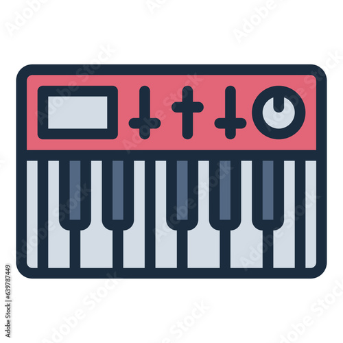 Synthesizer or keyboard filled line icon