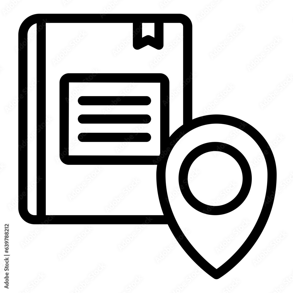 Location of Book outline line icon Location of Book outline line icon