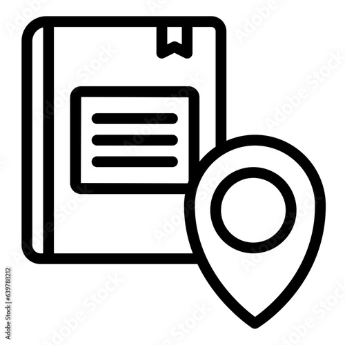Location of Book outline line icon