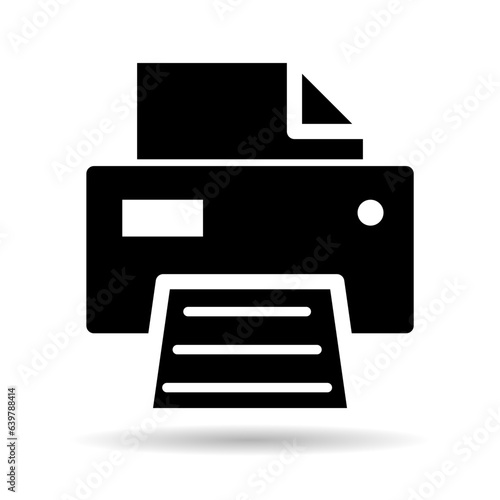 Printer document web shadow icon, printout machine technology flat sign vector illustration