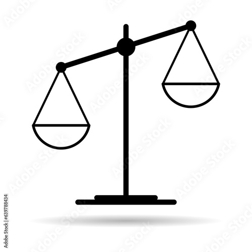 Scale equal shadow icon, lawyer crime web sign, protection balance isolated vector illustration