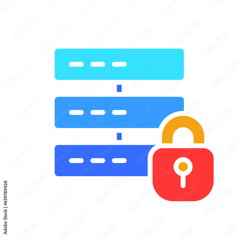 Server with lock line icon. Personal data security, computer, program, internet, website. Vector colored icon on a white background for business Server with lock line icon. Personal data security, computer, program, internet, website. Vector colored icon on a white background for business