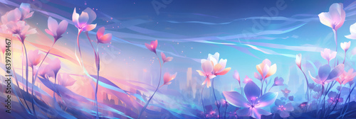 Abstract illustration of a beautiful flower meadow, banner, background