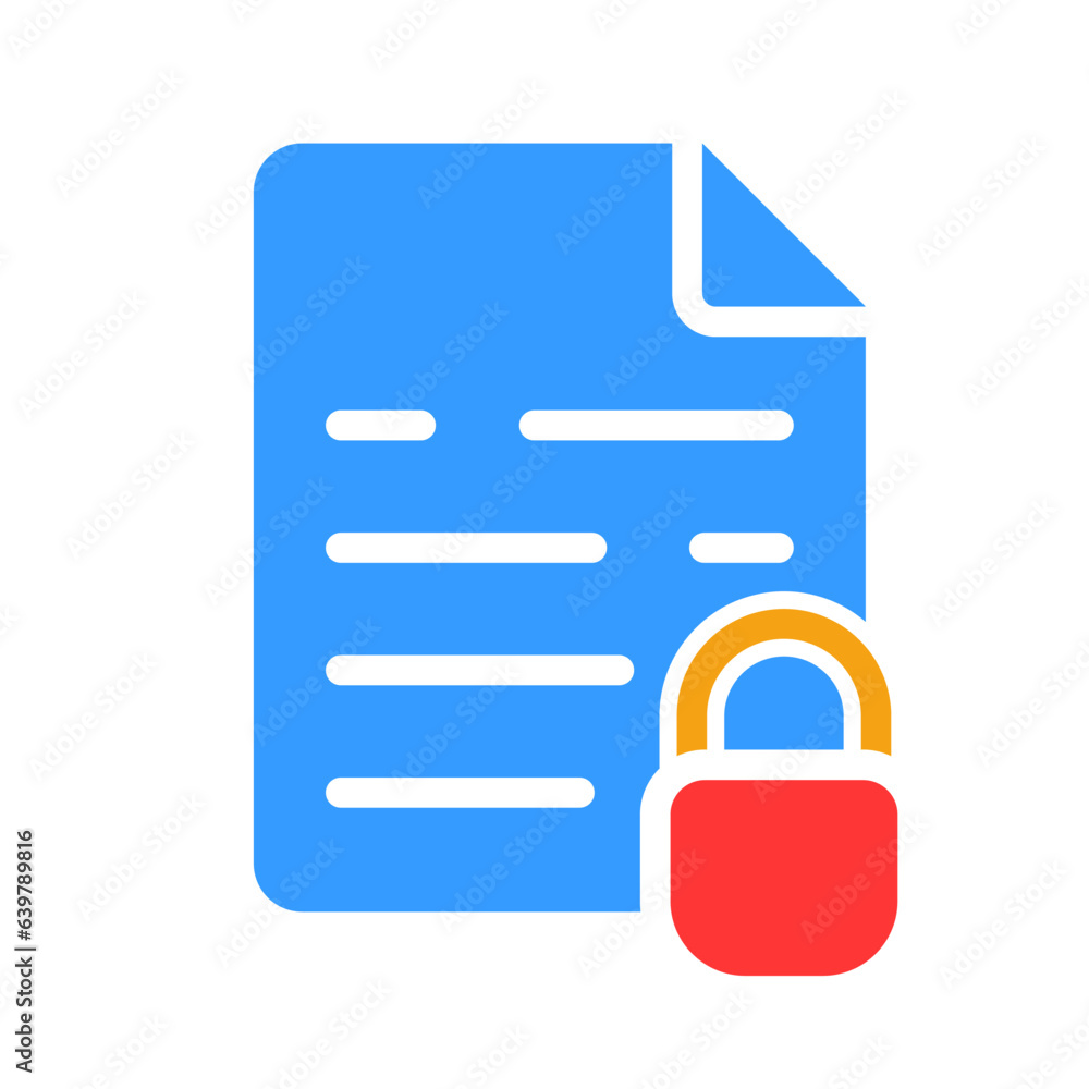 File with lock line icon. Key, door, protection, safety, prohibition. Vector colored icon on a white background for business File with lock line icon. Key, door, protection, safety, prohibition. Vector colored icon on a white background for business