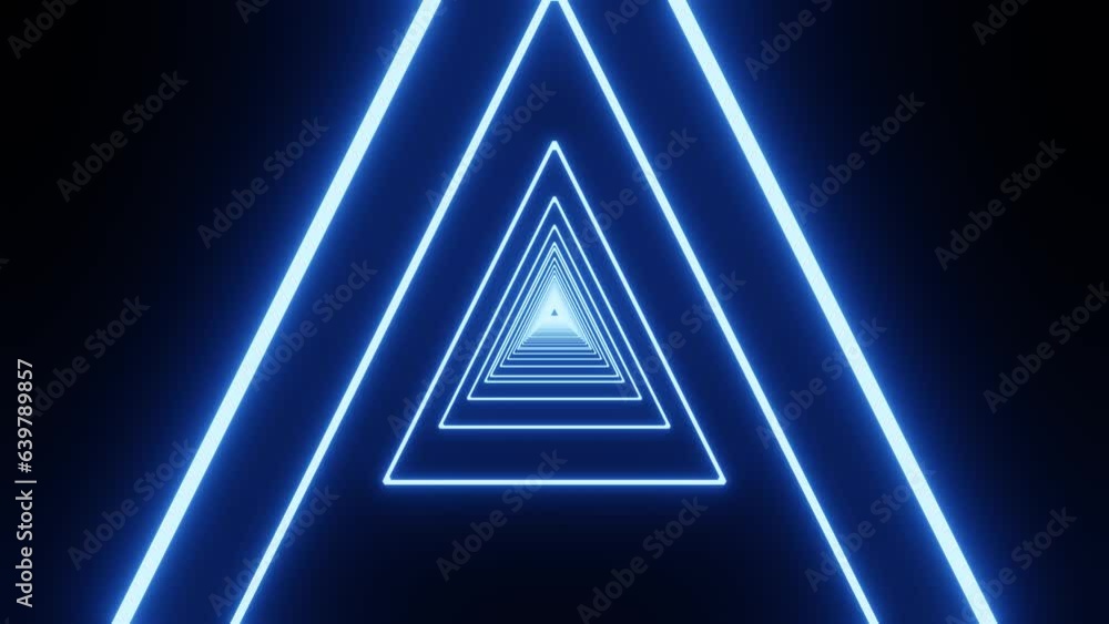 abstract triangle neon light motion, seamless loop